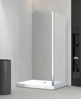 Боковая панель Veconi KP-03, 900х1950 хром, стекло прозрачное